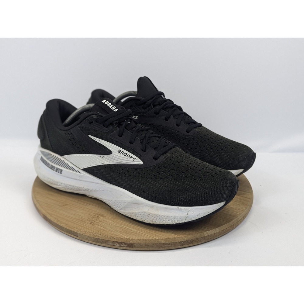 Mens 12 Brooks Adrenaline GTS 24 Running Shoes Black White Sneakers Athletic
